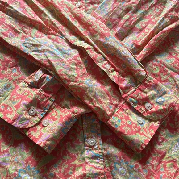 Lauren Ralph Lauren Colorful Orange Paisley Shirt - Picture 6 of 13